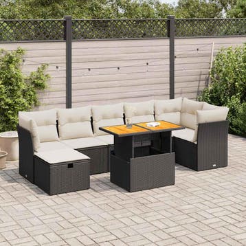 vidaXL 8-delige Loungeset met kussens poly rattan acacia, Verzenden, Loungeset
