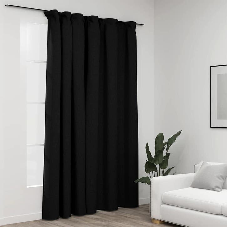 vidaXL Gordijn linnen-look verduisterend haken 290x245 cm, Huis en Inrichting, Stoffering | Gordijnen en Lamellen, Nieuw, Verzenden