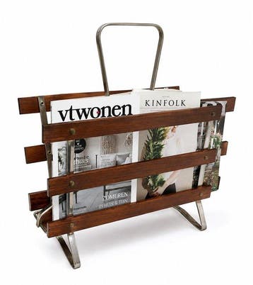 Tijdschriftenhouder - Hout, Metaal - Vintage