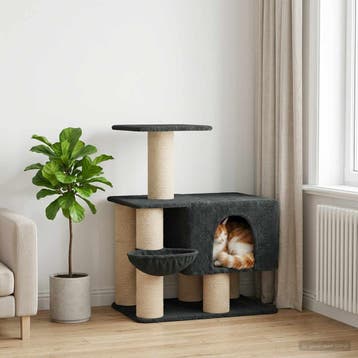 vidaXL Kattentoren met sisal krabpalen Donkergrijs 96 cm, Dieren en Toebehoren, Verzenden, Nieuw