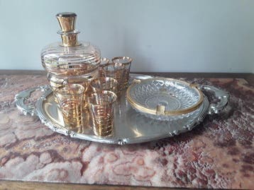 Val Saint Lambert - Drinkset (9) - Kristal, Glas, Goud -