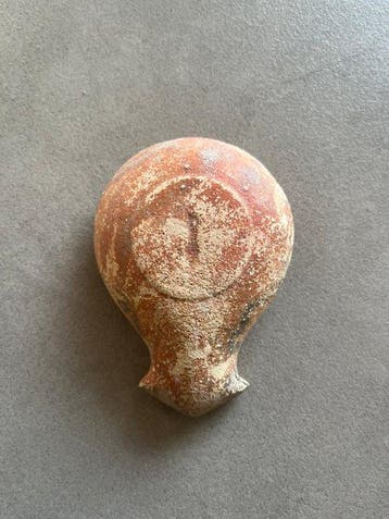 Oud-Romeins Terracotta Romeinse lampolie - 10 cm (Zonder