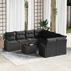 vidaXL Bankstel met kussen met opslag 9 pcs Zwart poly, Tuin en Terras, Verzenden, Nieuw