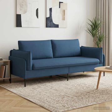 vidaXL 3-Zits Sofa Blauw 222 x 81 x 89 cm Stof, Huis en Inrichting, Verzenden, Nieuw