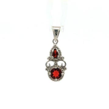Zonder minimumprijs - Hanger Zilver - 1.25ct. tw. Granaat -