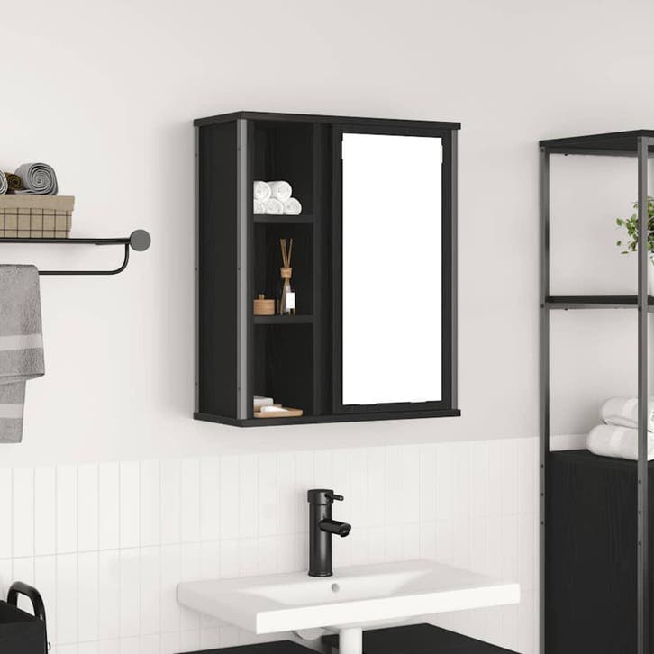 vidaXL Badkamerwandkast met spiegel 50x21x60 cm eikenkleurig, Huis en Inrichting, Tafels | Kaptafels, Nieuw, Verzenden