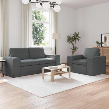 vidaXL bank / zetel 2 pcs Donkergrijs 182 x 80 x 82 cm Stof, Verzenden, Nieuw