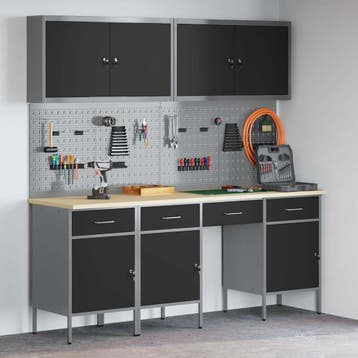 vidaXL Werk Cabinet met lade 10 st Zwart Engineered hout en, Verzenden, Nieuw