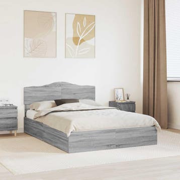 vidaXL Opbergbed met lade Grijs Sonoma 160 x 200 cm Bewerkt, Verzenden, Nieuw