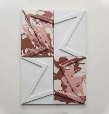 Carreau (4) - en porcelaine marbrée - FOUZIA KHAIA - 2026, Antiek en Kunst