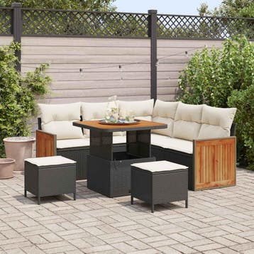 vidaXL Tuinbank Set 8 st 8-Aantal zitplaatsen Zwart en Crème, Verzenden