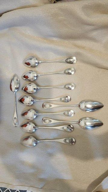 Lepeldoos (11) - .925 zilver - minerve met monogrammen