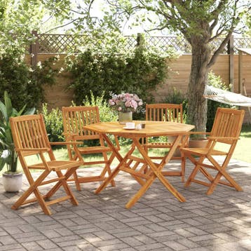 vidaXL 5-delige Tuinset inklapbaar massief acaciahout, Tuin en Terras, Verzenden, Nieuw, Tuinset