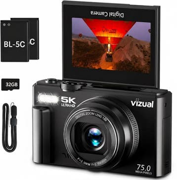 Vizual Digitale Camera - 75MP - 5K 30FPS - incl. 32gb SD, Verzenden