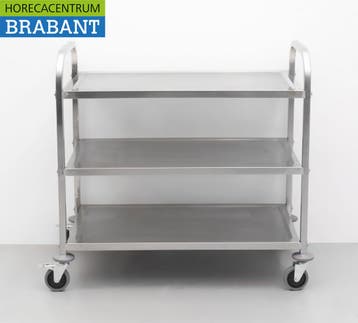 HCB RVS Serveerwagen Dienwagen 3 lagen 95 cm Horeca, Ophalen of Verzenden, Nieuw in verpakking