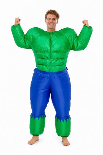KIMU® Opblaas Kostuum Hulk Groen Opblaasbaar Pak Mascotte Op, Ophalen of Verzenden, Nieuw