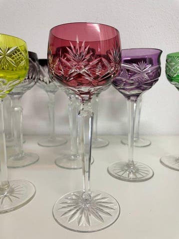 Wijnglas (11) - Kristal - Bohemia-Stil, Antiek en Kunst