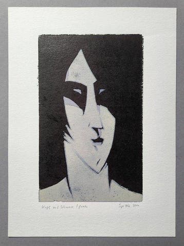 Wolfgang Spittler (1926) - 2 prints: Kopf auf Schwarz +