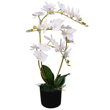 vidaXL Kunstplant orchidee met pot 65 cm wit, Verzenden