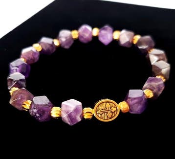 Amethist – Geloofsarmband – Kruis met Bloemmotief – Mysterie