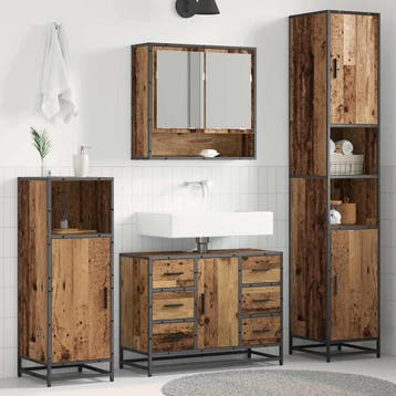 vidaXL Badkamermeubel Set met lade 3 pcs Oud Hout Bewerkt, Verzenden