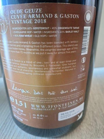 3 Fonteinen - Oude Geuze cuvée Armand & Gaston Vintage 2018, Nieuw