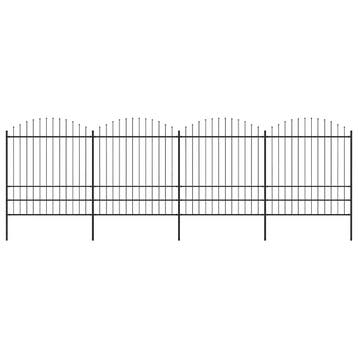 vidaXL Tuinhek met speerpunt staal 714,5x200 cm zwart, Verzenden, Nieuw