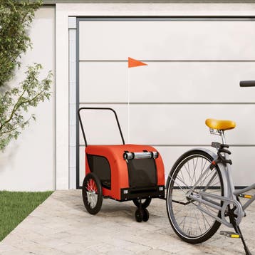 vidaXL Hondenfietstrailer oxford stof en ijzer oranje en, Verzenden