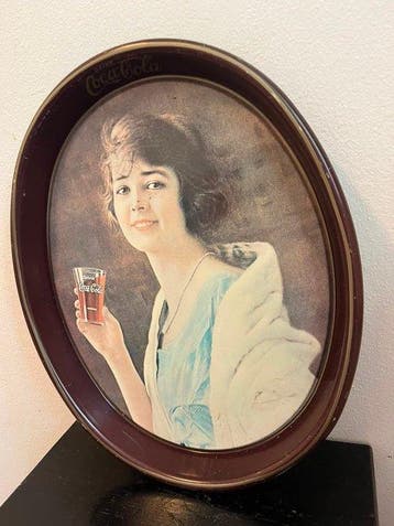 Vintage Coca-Cola serveerblad met damesportret – ovaal, Antiquités & Art