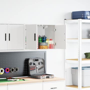 vidaXL Garagewandkast bewerkt hout wit, Verzenden