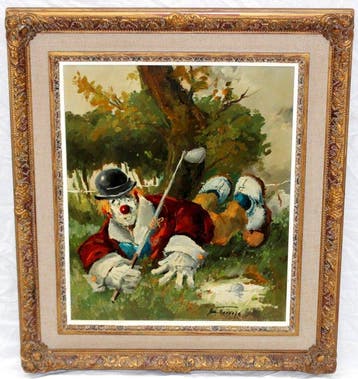 Antoni Mut Torroja (1921-1990) - Payaso jugando al golf, Antiek en Kunst, Kunst | Schilderijen | Klassiek