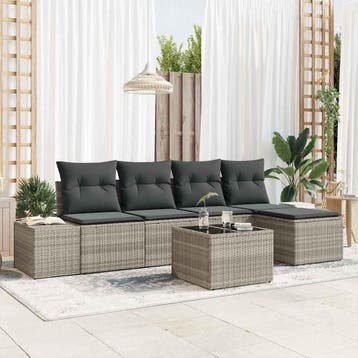 vidaXL Tuinbank Set 5 st Lichtgrijs poly rattan, Verzenden