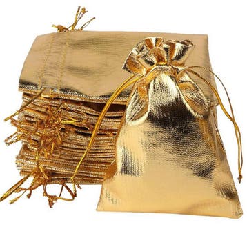 Organza Zakjes - 9x12 cm - Goudkleurig Metallic - 50 Stuks -, Verzenden, Nieuw