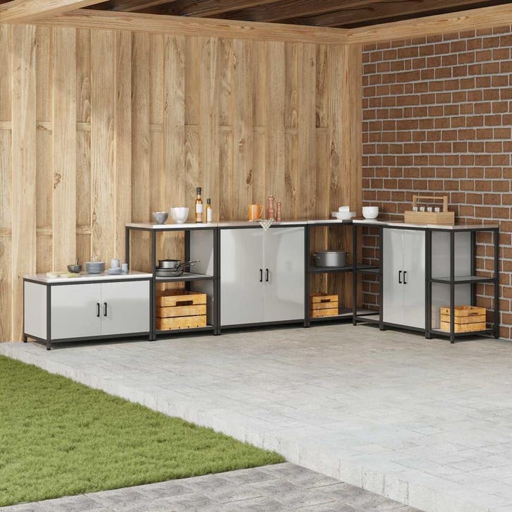 vidaXL Keukenopslag met plank met opslag Zilver 60 x 50 x 92, Huis en Inrichting, Kasten | Overige, Nieuw, Verzenden