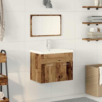 vidaXL Badkamermeubel Set 3 st Oud Hout Bewerkt hout, Huis en Inrichting, Badkamer | Badkamermeubels, Verzenden, Nieuw