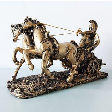 Beeldje - Biga Chariot Gladiator - Hars