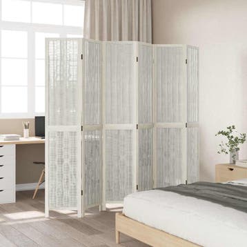 vidaXL Kamerscherm met 6 panelen massief paulowniahout wit, Verzenden, Nieuw