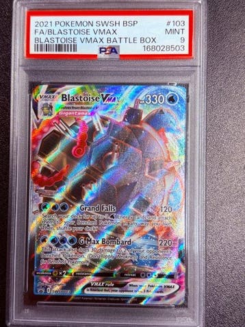Pokémon - 1 Graded card - Blastoise VMAX #103 Foil, Full art, Hobby en Vrije tijd, Nieuw