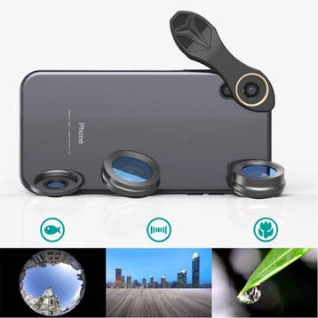 3 in 1 Camera Lens Clip voor Smartphones Roze - Fisheye/Wide, Verzenden, Nieuw