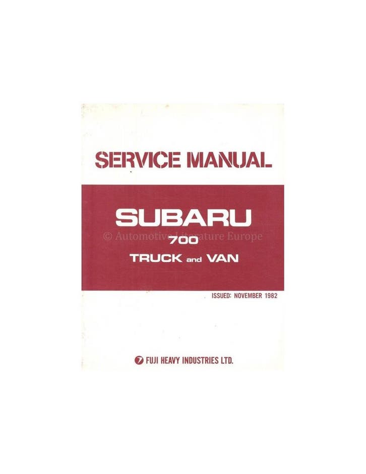 1983 SUBARU 700 WERKPLAATSHANDBOEK ENGELS, Autos : Divers, Modes d'emploi & Notices d'utilisation