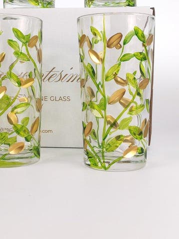 Secoloventesimo - Drinkservies (6) - Bladeren groen gouden