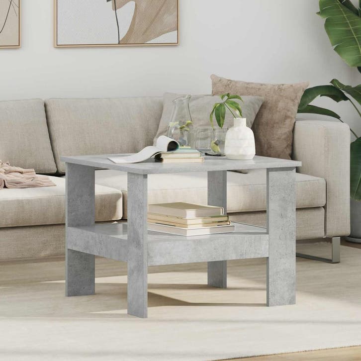 vidaXL Salontafel Beton Grijs 57 x 55 x 45 cm Bewerkt hout, Maison & Meubles, Tables | Tables de salon, Envoi