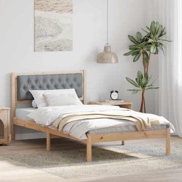 vidaXL Bedframe Lichtgrijs 100 x 200 cm Massief grenenhout, Verzenden