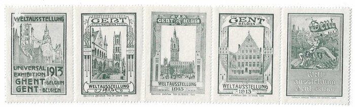 België 1913 - Vignetten van de Wereldtentoonstelling van, Timbres & Monnaies, Timbres | Europe | Belgique