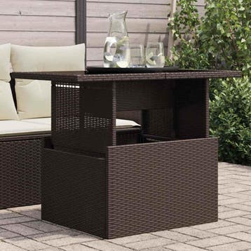 vidaXL Tuintafel met glazen blad 100x55x73 cm poly rattan, Tuin en Terras, Tuintafels, Verzenden, Nieuw