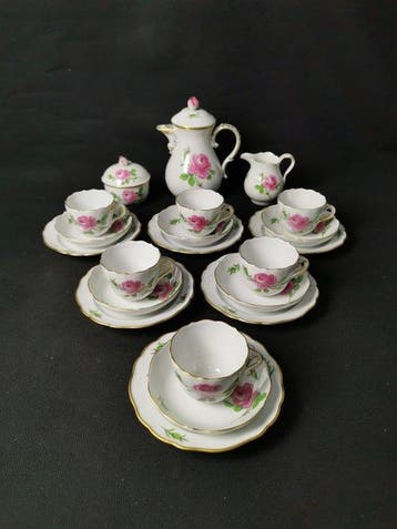Meissen - Rosa rossa - Servizio da moka - XX secolo -
