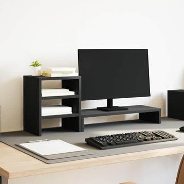vidaXL Monitorstandaard met bureau-organizer, zwart, Verzenden, Nieuw