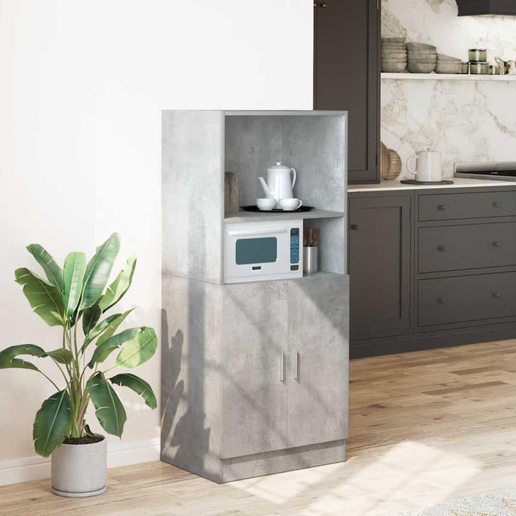 vidaXL Keukenkast 57x41,5x131,5 cm bewerkt hout betongrijs, Huis en Inrichting, Kasten | Overige, Nieuw, Verzenden