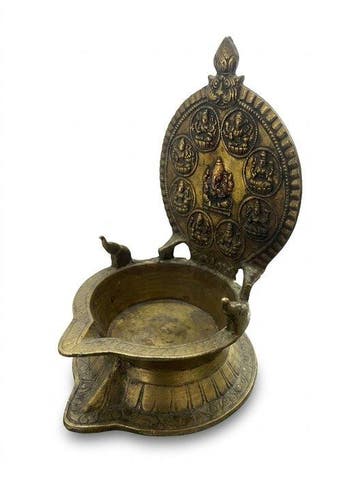 Zuid-Indiaas messing Ashtalakshmi diya-olielamp - Messing -