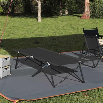vidaXL Opvouwbaar Campingbed Zwart 206 x 76 x 74 cm Oxford, Verzenden, Nieuw